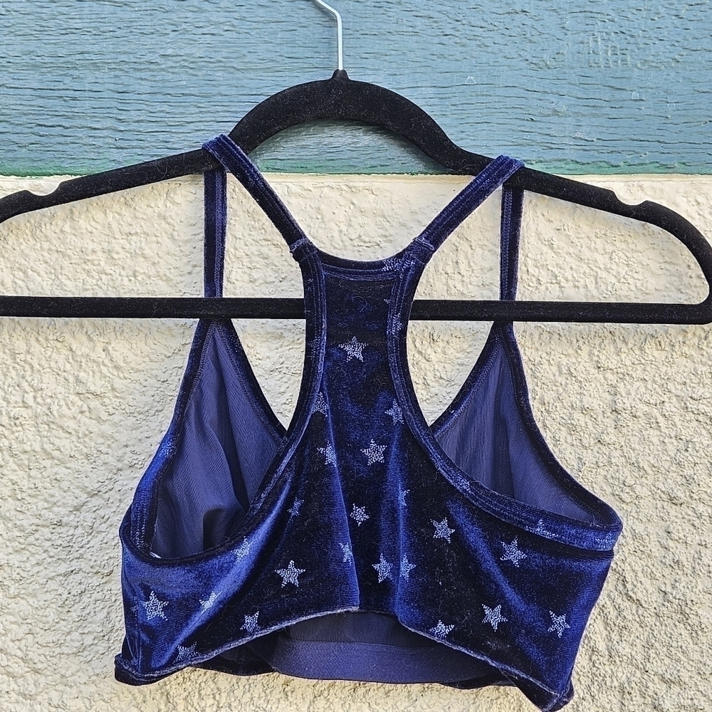 aerie blue velvet racerback bralette with stars small - Picture 2 of 4